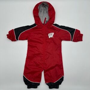 Vintage Starter Wisconsin Badgers Infant Hooded Windbreaker Suit Red 3/6 Months
